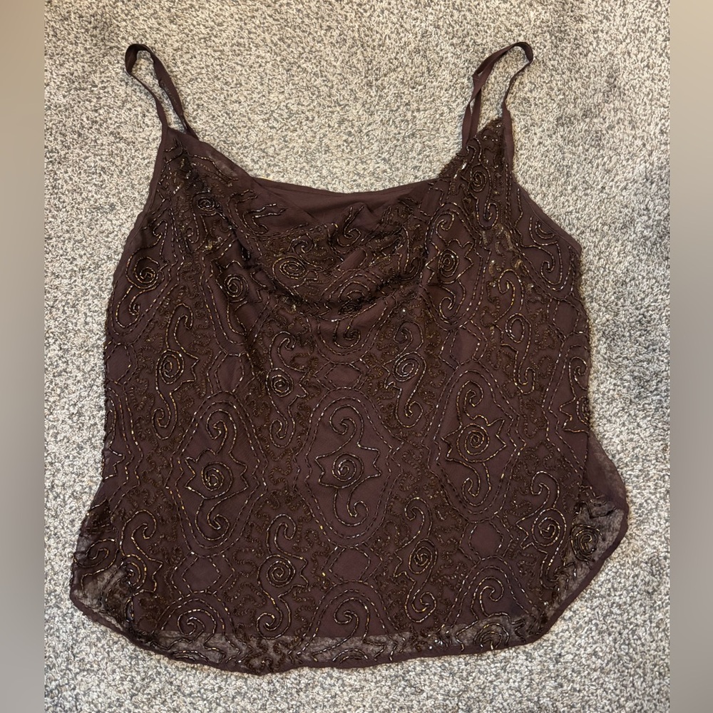 Brown Beaded Top